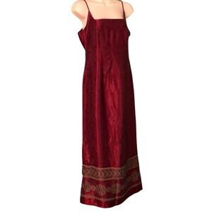 Breakin’ Loose Dark Red Print Satin maxi Dress Junior 5 Y2K Vintage